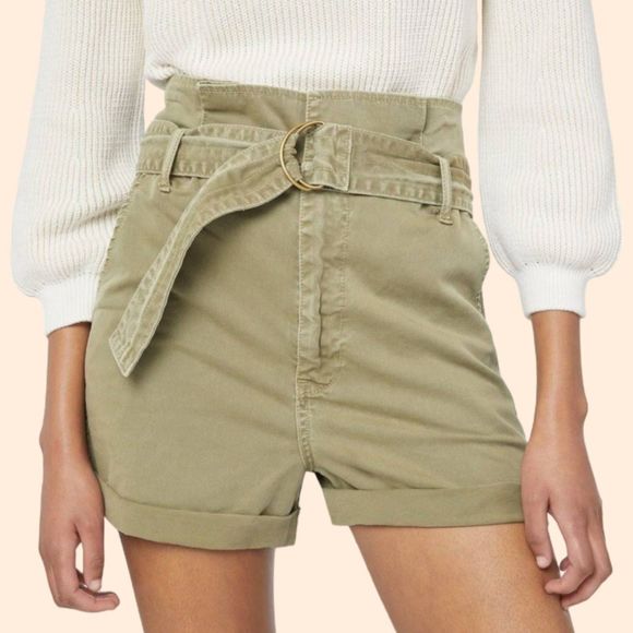 Frame Safari Green Belted Shorts